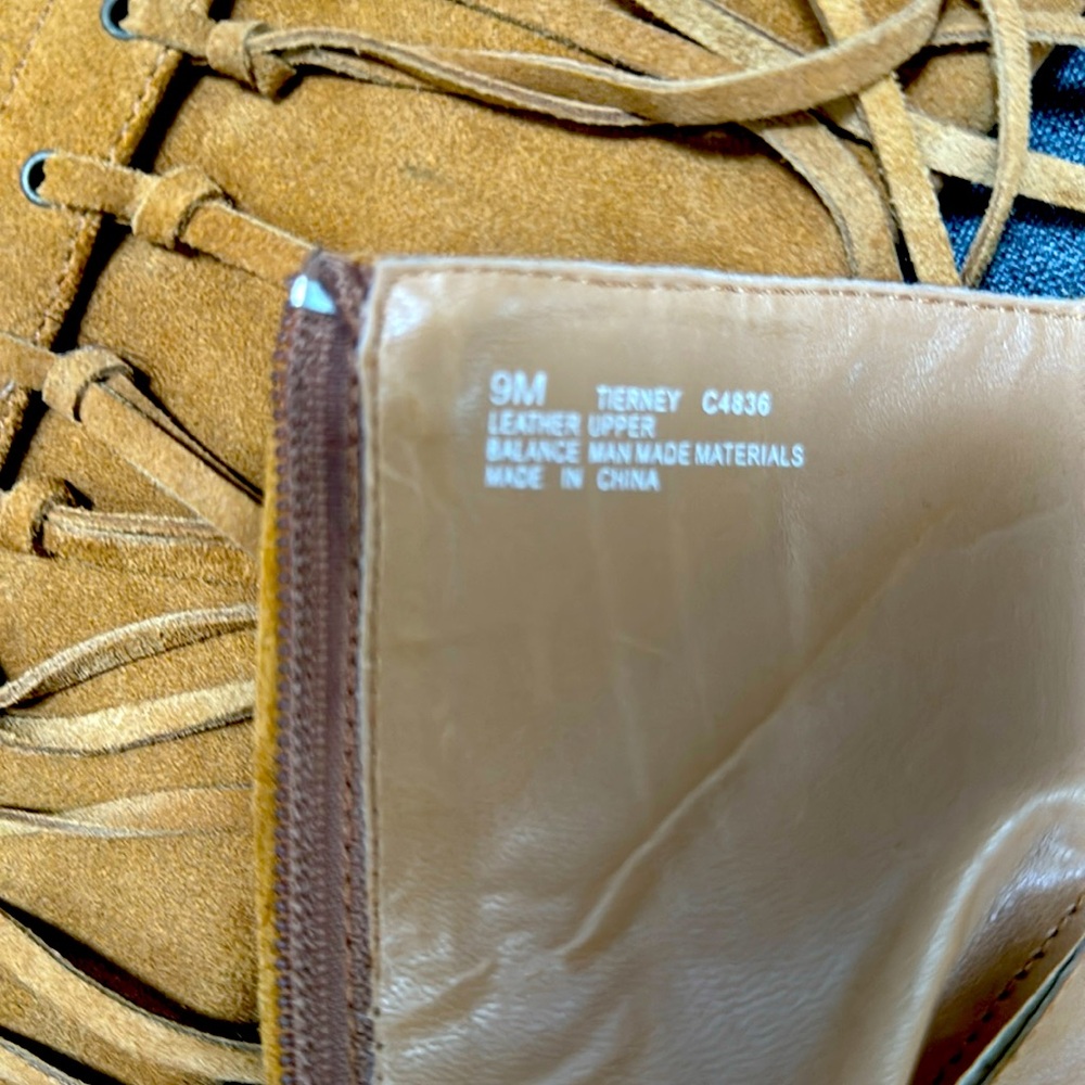 MIA Suede Fringed Heeled Boots - size 9M